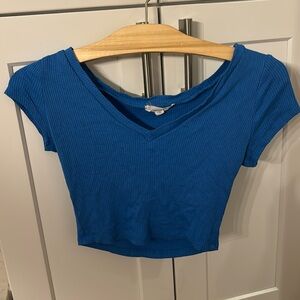 Hashtag blue top 
size M
soft ribbed material